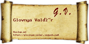 Glovnya Valér névjegykártya